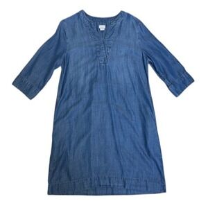 Chico's Women's‎ Denim Dress Size 1 (8/10) 3/4 Sleeve V-Neck Casual